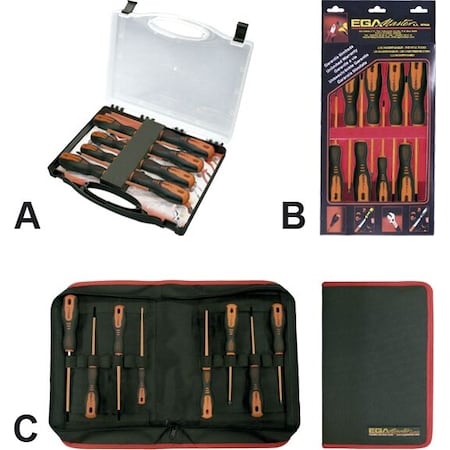 Ega Master SET OF 8 SCREWDRIVERS PH-PZ ROTORK 1000 V IN PLASTIC CASE 76957